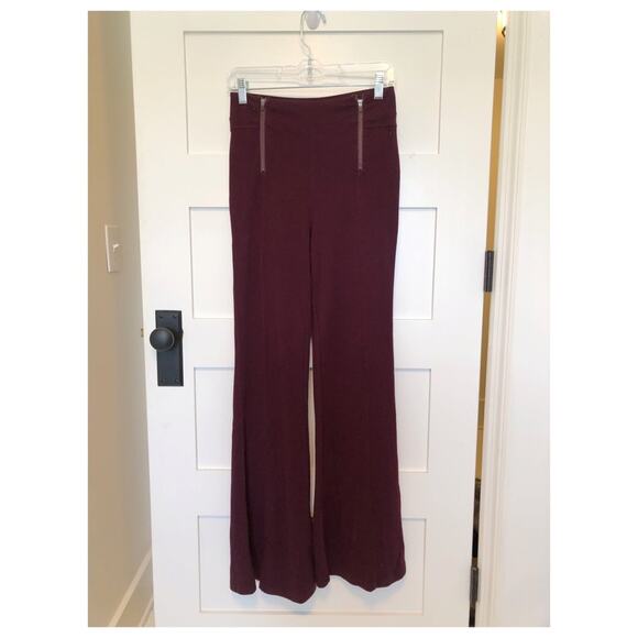 NWOT Free People Movement Burgundy Red Flared Sweatpants with Exposed Zippers - Picture 1 of 6